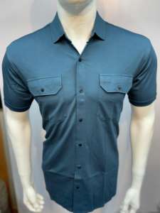 <b>Mens</b> Solid <b>White</b> <b>Short</b> <b>Sleeve</b> Casual <b>Shirt</b> with Front Pockets Breathable Cotton Fabric Trendy Summer Look - Product Image 2