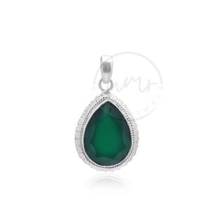 Venta al por mayor de plata esterlina 925 de alta calidad colgante de diseño en forma de pera facetado verde ónix piedra preciosa para las mujeres - Product Image 1