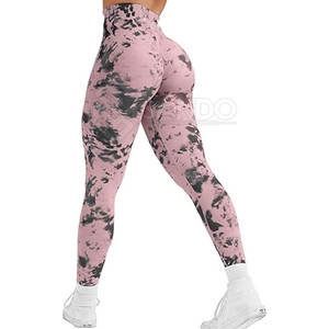 Leggings de yoga de gymnastique à taille élastique tie-dye pour femmes au meilleur prix pour des vêtements d'entraînement élégants - Product Image 2