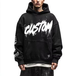 Sudadera con capucha bordada personalizada con diseño de calle de alta calidad Logo Oversized Street Wear Sudadera con capucha para hombre de peso pesado - Product Image 1