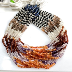 Cuentas Rondelle facetadas de piedras preciosas múltiples, cuentas al por mayor de piedras preciosas naturales de buena calidad para la fabricación de joyas - Product Image 4