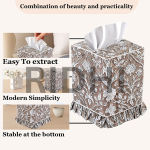กล่องใส่กระดาษทิชชูลายดอกไม้พิมพ์บล็อกแบบคลาสสิก รุ่น Ridhi ผลิตจากวัสดุรักษ์โลก ทนทาน ใช้ตกแต่งบ้าน - Product Image 3