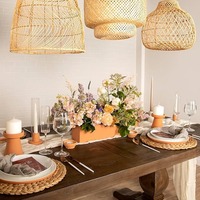 Set de napperons ronds tissés Boho Jacinthe d'eau naturelle Tapis de table en osier Tapis de paille Tissage Assiettes chargeur pour table à manger Mariage
