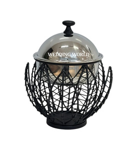 Nouvelle cocotte décorative en métal, design minimaliste rond en acier inoxydable, chauffe-plat fait main, compatible four, pour mariage - Product Image 5