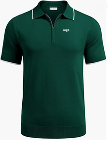 Polo de algodón con cremallera para hombre, camiseta informal de punto de manga corta, camisetas de corte clásico, directo de fábrica - Product Image 4