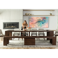 Table de salle à manger compacte de 46 cm pour les repas quotidiens décontractés, extensible jusqu'à 300 cm pour une configuration de banquet de grande taille pouvant accueillir jusqu'à dix invités.