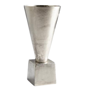 Florero de aluminio niquelado decorativo de calidad superior en jarrón de aluminio hecho a mano de Metal plateado crudo de Base cuadrada - Product Image 1