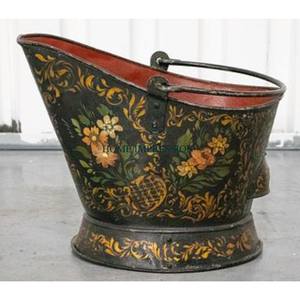 Dernier arrivage Accessoires de cheminée en métal faits à la main Bidon de cendres et seau à charbon en finition grise mate avec manche en bois - Product Image 2