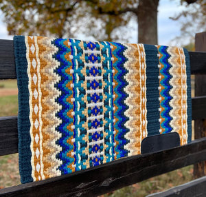 Western Show Horse Saddle Blanket Diseño de Nueva Zelanda Manta de sillín de lana hecha a mano Top Wool Saddle Pad Size - Product Image 2