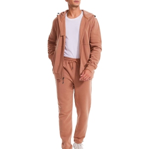 Ensemble de survêtement de sport d'hiver élégant pour hommes, design zippé, respirant, confortable, en polaire, jogging, vente en gros - Product Image 5