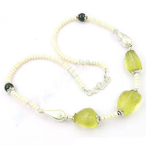 Collier bohème vintage pour femme en jade, pierre précieuse verte lime, perles de pierres précieuses, bijoux avec grenat, quartz, perle, turquoise, cadeau - Product Image 2