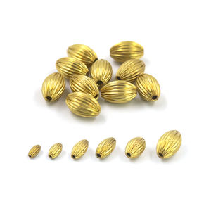 Cuentas hechas a mano con forma de semilla de melón ovalada de arroz y calabaza, cuentas espaciadoras de latón y Metal para collar, pulsera, fabricación de joyas DIY - Product Image 2