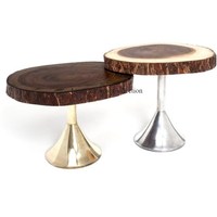 Table gigogne polonaise brillante de couleur argentée avec ensemble de 3 fournitures de table d'appoint en métal de dernière arrivée uniques polies à la main