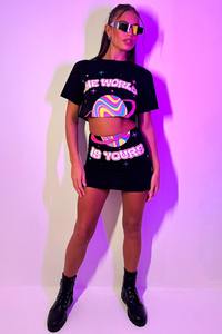 2025 camisetas cortas deportivas con estilo de moda de calidad Premium para mujer cuello redondo personalizado Color liso algodón de talla grande - Product Image 3