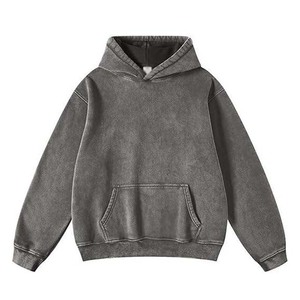 Heavyweight Fleece Men's Hoodies Acid Wash Oversize <b>Grey</b> Cotton Winter Customizable Zipper-Up Breathable <b>Sweatshirt</b> - Product Image 1