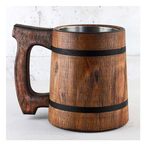 Top Creative Design Vintage Vaisselle En Bois Taille Personnalisée Finition Naturelle Chope À Bière pour La Maison Cuisine PP Extérieur Style Déco - Product Image 5