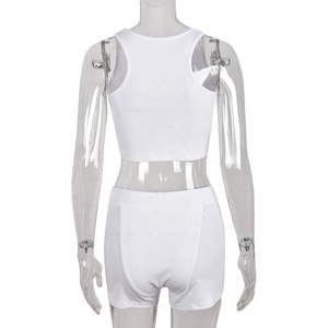 Nouveau chaud 2024 femmes haut court T-shirt pantalon court ensemble survêtement ensemble deux pièces t-shirt et Logo personnalisé ensembles courts - Product Image 6