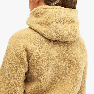 Sweat à capuche femme de haute qualité col zippé Sherpa matériau à séchage rapide Design personnalisable Long hiver XS deux poches latérales bon prix - Product Image 4