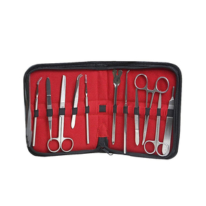 Custom Made 11-Piece Stainless Steel Surgical <b>Kits</b> Scalpel Tweezers Forceps Tools Sets Leather Case for Medical Students <b>Suture</b> - Product Image 1