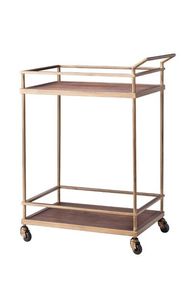 Latest Customize design Curved wooden Slave black finished iron <b>Frame</b> Serving trolley Hot sellinf hotel serving accessories - Product Image 3