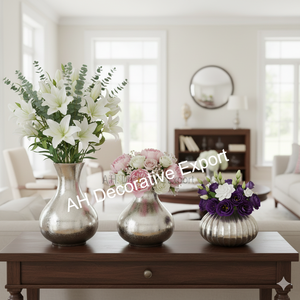 Centro de Mesa con Florero Gris Mate y Arreglo Floral de Hortensias Artificiales, Decoración para Mesa de Hogar - Product Image 4