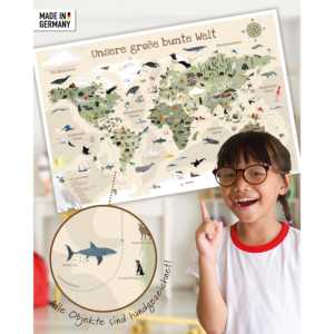 Alfombrilla de Escritorio con Mapa del Mundo para Niños, Versión Beige, 60x40 cm, para el Aprendizaje y la Creatividad - Product Image 5
