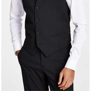 Gilet Alfani da Uomo Slim Fit Elasticizzato Nero Tinta Unita Reversibile Casual Impermeabile in Poliestere Cotone Intrecciato con Bottoni Taglia L Primavera - Product Image 3