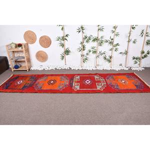 Alfombra tradicional de lana roja y naranja de 3x11,3 pies con diseño de retazos para decoración turca Vintage nuevo rectángulo con respaldo de látex de 10mm - Product Image 2