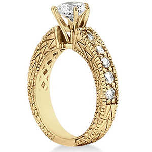 Anillo de Compromiso Vintage de Oro Amarillo de 18K con Diamante Redondo de 3.50ct, Joyería de Herencia - Product Image 1
