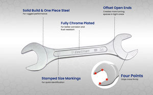 Clé à fourche double Eastman (panneau encastré) E-2001 acier au carbone OEM GS Standard finition chrome brillant exportateur en Inde - Product Image 5