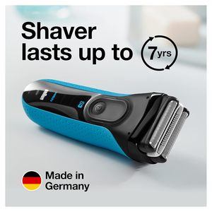 Rasoir électrique pour hommes série 3, humide/sec, avec tondeuse de précision, acier inoxydable, bleu/noir, ensemble de 4 pièces, portable - Product Image 2