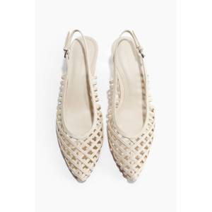 Chaussures en cuir à talon bas avec talon ouvert et bout pointu, respirantes - Product Image 1