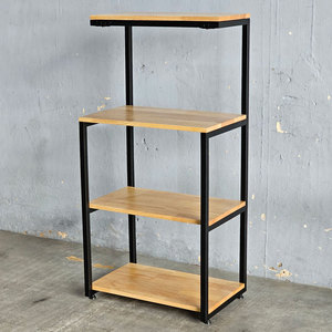 Étagère pour micro-ondes KVS68005 60x40x122cm en bois de caoutchouc massif avec structure en fer - Product Image 2