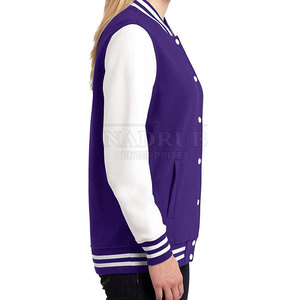 Veste universitaire personnalisée pour femmes avec boutons pression et sensation de douceur Veste universitaire personnalisée avec poignets tricotés - Product Image 5
