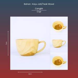 Taza elegante Vintage ligera hecha a mano de madera de teca, taza duradera ecológica para café diario y disfrute portátil de té - Product Image 4