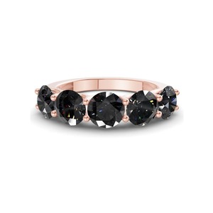 Anillo Redondo Negro Vibrante con Diamante Cultivado en Laboratorio de 0.50 Ct Tw, Oro Sólido de 14K, Color Negro, Claridad VS, 5 Diamantes, Diseño Elegante y Dramático en Contraste - Product Image 1