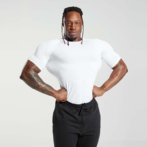 T-shirt de sport pour homme, compression, anti-rides, écologique, séchage rapide, respirant, entraînement en salle de sport, décontracté, fitness, imprimé léger, vêtements de sport - Product Image 1