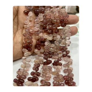 Cuentas de Cuarzo Rosa Natural Facetadas en Forma de Lágrima, Hilo de 8 Pulgadas, Tamaño de 5-7 mm, Cuentas de Piedras Preciosas Marrones - Product Image 1