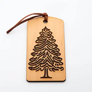 Wooden tag eco friendly wholesale custom logo holiday decor