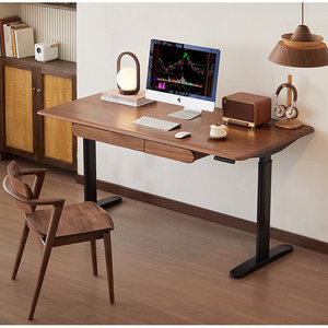 Black Walnut Solid Wood <b>Electric</b> <b>Standing</b> <b>Desk</b> Rectangle Memory Height Adjustment 1-Year Warranty - Product Image 3
