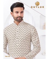 ThobeKurta court en coton de poulet pour homme en Punjabi PathaniPajama avec tissu de chaîne de bouton de cou de col élégant
