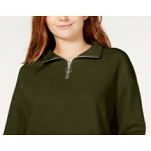 Maglione Casual con Zip a Quarto Crave Fame Junior in Maglia Waffle, Verde a Righe con Ricamo e Bottoni, Taglia M per Primavera Inverno - Product Image 2