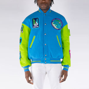 Veste universitaire brodée à la mode pour hommes blouson casual coupe ajustée blousons de baseball veste universitaire en laine bleue Letterman pour hommes - Product Image 6