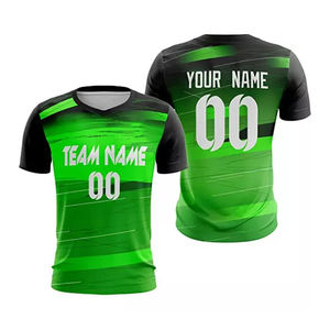 เสื้อฟุตบอลเยาวชนระบายอากาศได้ดีผ้าโพลีเอสเตอร์100% 180 GSM คอวีแขนครึ่งแขนกำหนดชื่อทีม/หมายเลข Hamza - Product Image 1