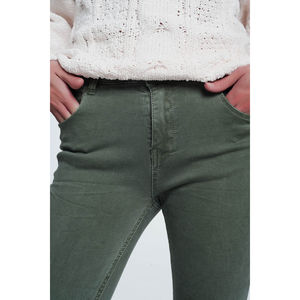 Pantalones Vaqueros Ajustados de Cintura Alta Verdes para Mujer, Transpirables, Elásticos, Estilo Simple con Decoración Desgastada - Product Image 6