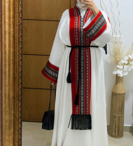 Perfect White Abaya for Women Who Love Elegant Embroidery Designs Modern Muslim Women Jilbab with Matching <b>Hijab</b> and Belt - Product Image 1