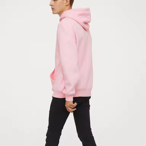 Basics 100% coton bleu clair tricoté polaire respirant à capuche hommes doux pull à capuche pull Logo personnalisé décontracté - Product Image 6