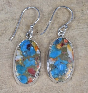 Pendientes de piedras preciosas turquesas para mujer y niña, Pendientes colgantes de ostra 925, pendientes de plata de ley sólida para joyería estampada 925 - Product Image 2