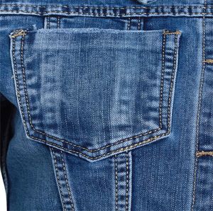 แจ็กเก็ตยีนส์ฟอกกลับด้านได้สำหรับผู้หญิงเสื้อแจ็กเก็ตยีนส์สีน้ำเงินทรงสลิมฟิตพร้อมโลโก้ผ้าฝ้าย - Product Image 6