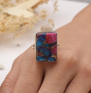 Anillo giratorio de turquesa con piedras preciosas hechas a mano de Plata de Ley 925, anillo de joyería fina de diseñador de alta calidad estampado 925 - Product Image 3